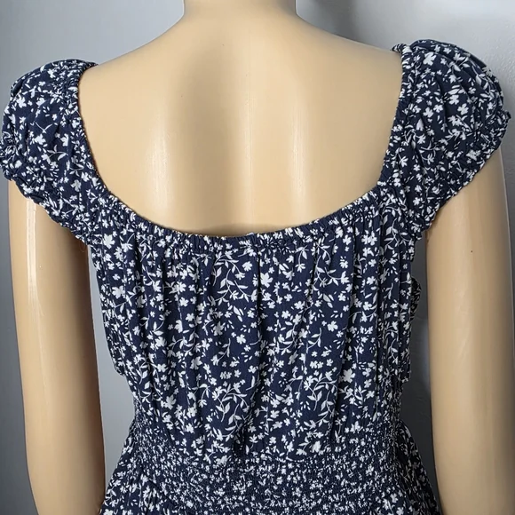 Old Navy Navy Floral Ruffled Strap Mini Dress Size US/XL - Picture 4 of 13